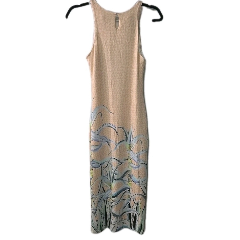 Mara Hoffman Swim Dress Soft Modal Sz S Maxi pink Pastel Succulents Aloe Print - Picture 4 of 7